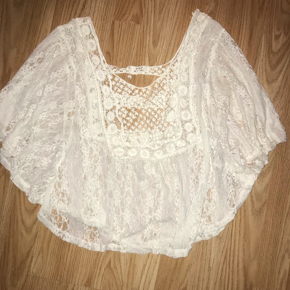 Beautiful pattered white lace shirt